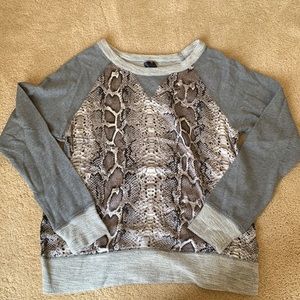 Multi toned gray satiny snakeskin top